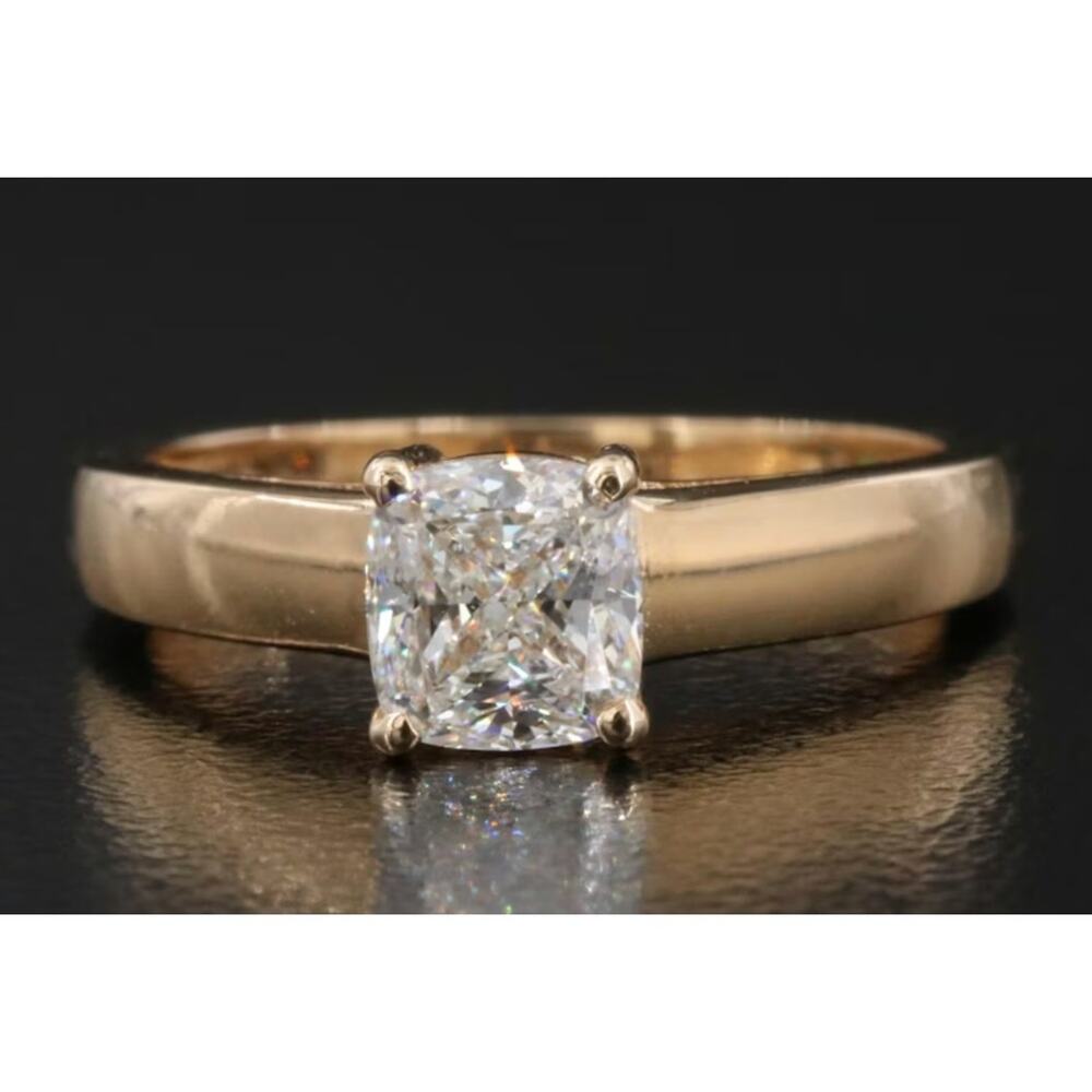 GIA Certified 1.01 CT Internally Flawless Cushion Cut Diamond Ring, 18k, 6.25 Sz